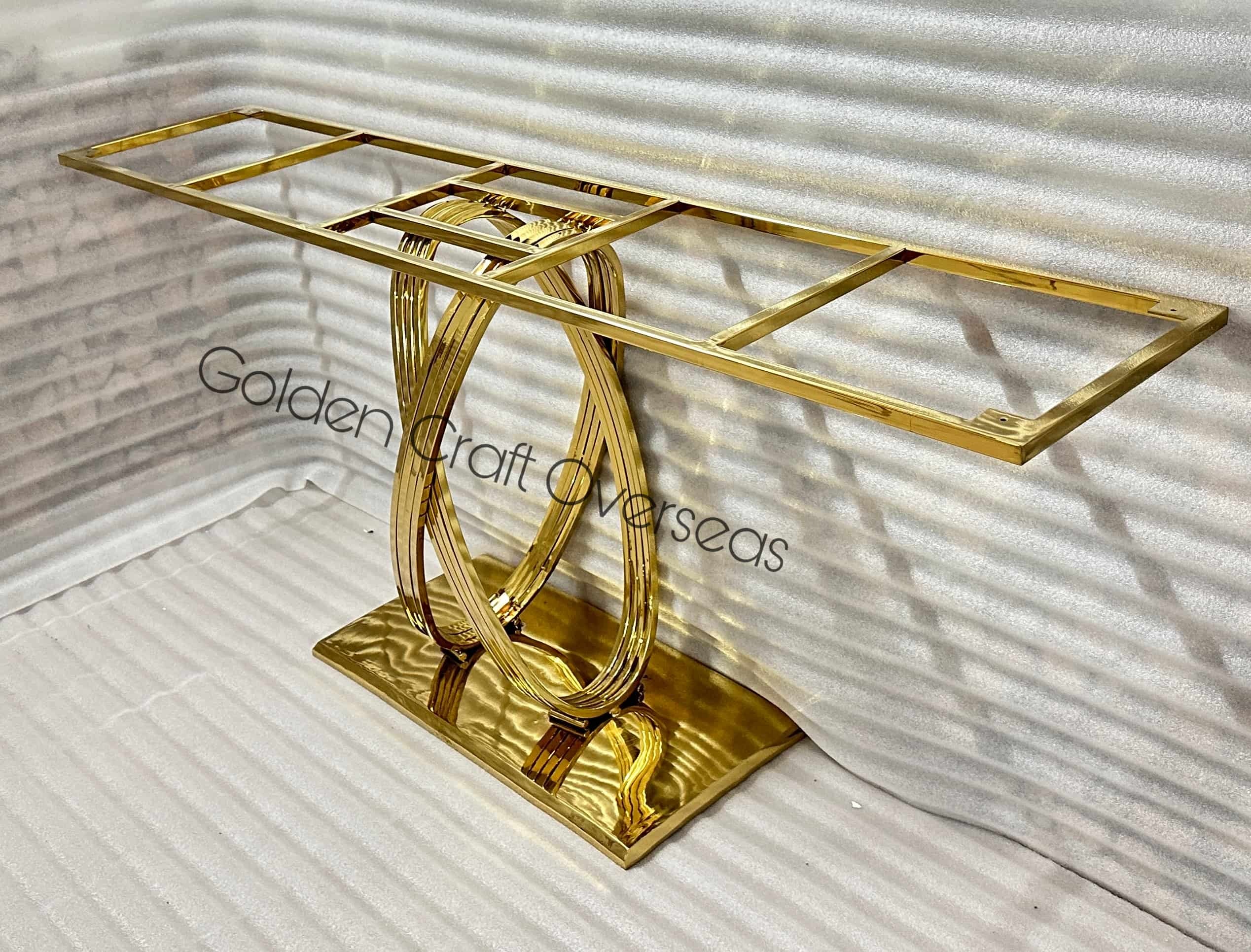 Modern Console Table - Stainless Steel, 48x12x36 Inch, Gold Finish | No Assembly Required, Elegant Design For Living Room Display