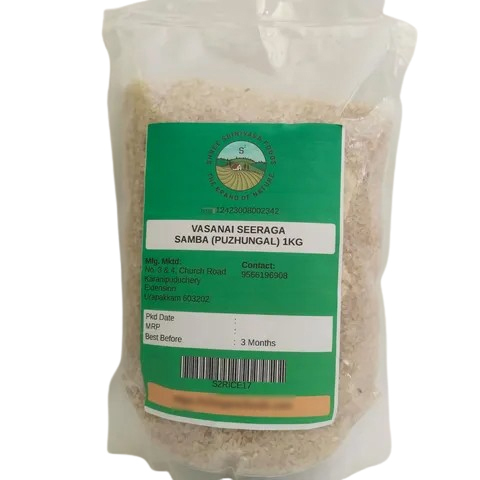 1Kg Vasanai Seeraga Samba Puzhungal - Cultivation Type: Common