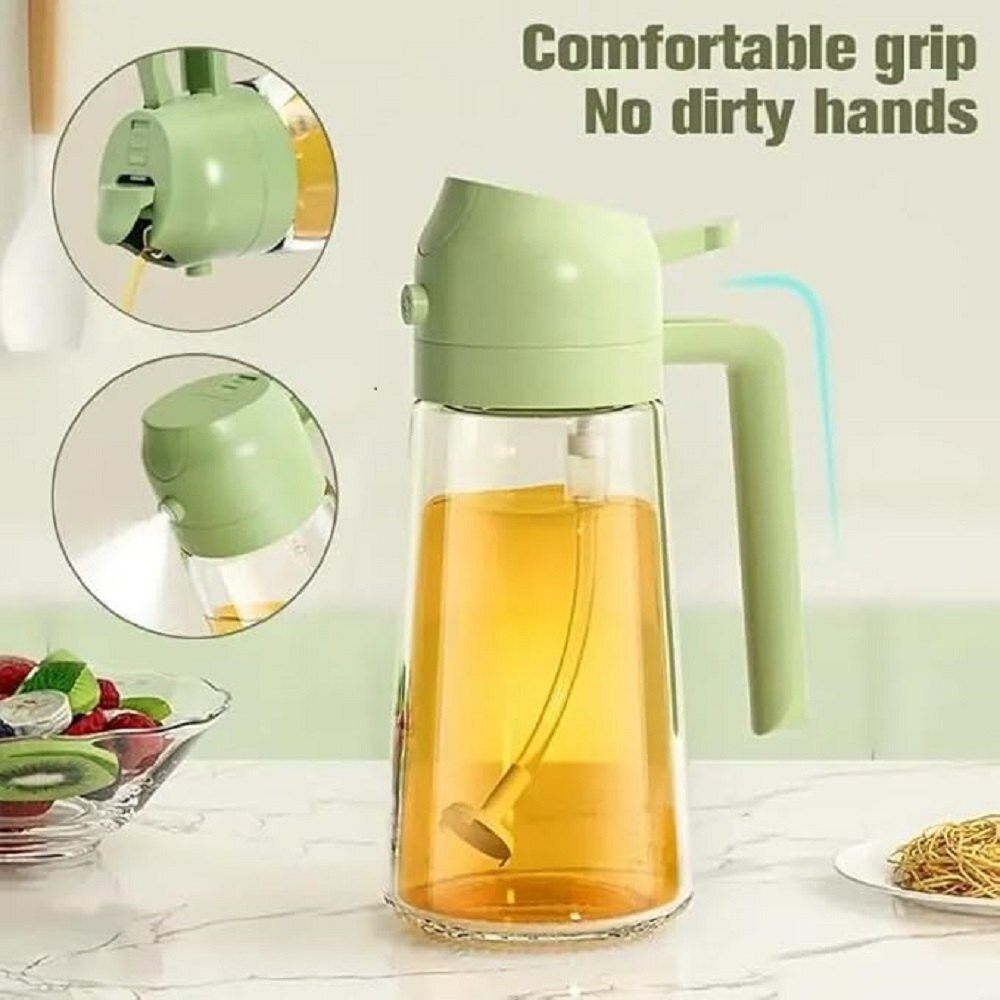 Mitsico Glass Oil Bottle with Mist Spray Oil Spray Bottle, 2-in-1 Oil Dispenser and Vinegar Sprayer