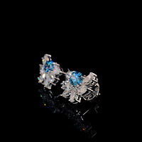 Exquisite 18Kt Gold Earrings with 5.90ct CVD Blue Oval Diamonds by SK Diam