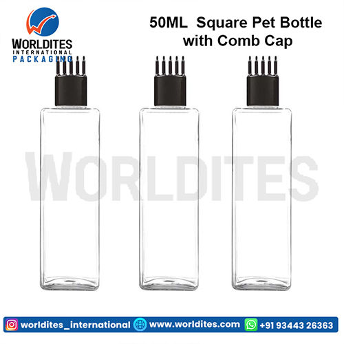 50ML  Square Pet Bottle with Comb Cap