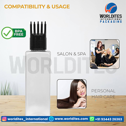 50ml Square Pet Bottle With Comb Cap - Plastic Material, Clear Color | Customizable For Logo Printing And Color Spraying Options