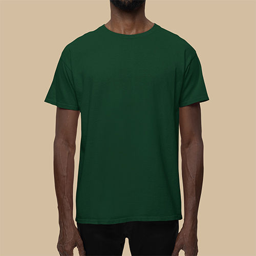 Bottle Green Color Mockup T-Shirt - Fabric Type: Cotton