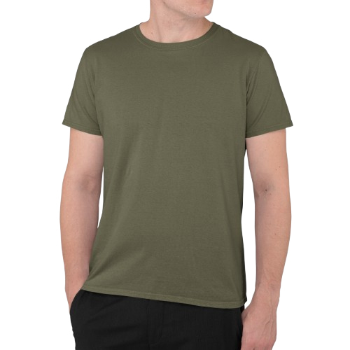 Mens Olive Green Color Mockup T-Shirt