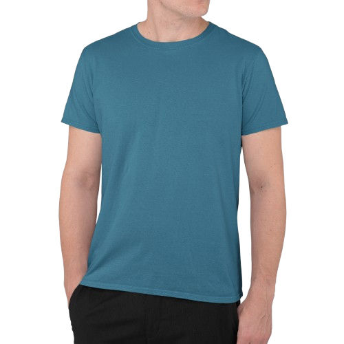 Mens Petrol Blue Blue Color Mockup T-Shirt - Fabric Type: Cotton