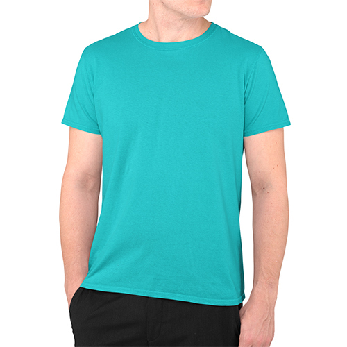 Mens Teal Plain Color Mockup T-Shirt