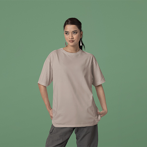 Taupe Light Color Oversize Mockup T-Shirt