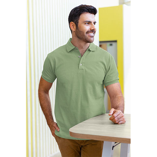 Green Color Polo Mockup T-Shirt - Fabric Type: Cotton