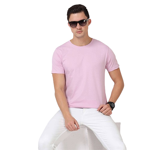 Round Neck Half Sleeve Pink Color Unisex T-Shirt