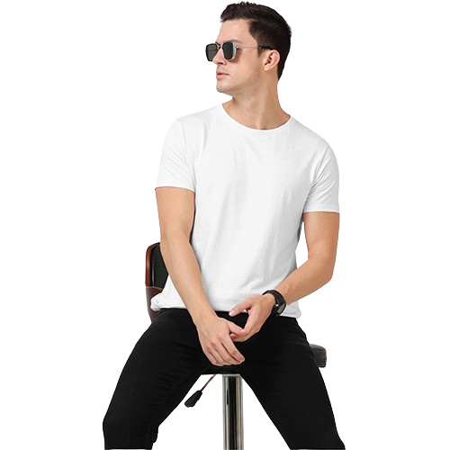 Round Neck Half Sleeve White Color Unisex T-Shirt