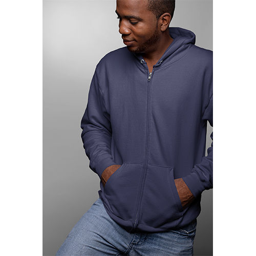 Navy Blue Zipper Hoodie - Feature: Washable