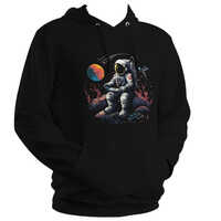 Astronaut Printed Hoodie - Color: Black