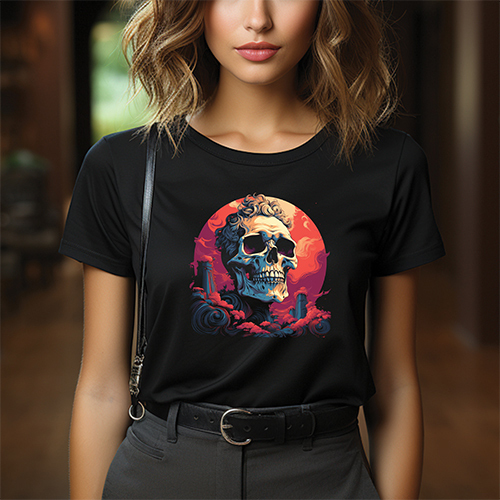 Skull Girl Printed T Shirt