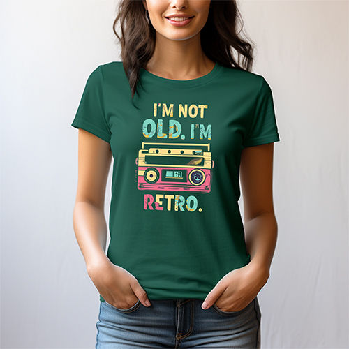 I Am Not Old I Am Retro Printed Girls T Shirt - Color: Green