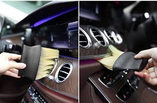 Mitsico Multipurpose Car Interior Ac Vent Dashboard Dust Dirt Cleaner Cleaning Brush - Plastic Free Size Multicolor | Long & Flexible Washable Bristles For Effective Dust Removal