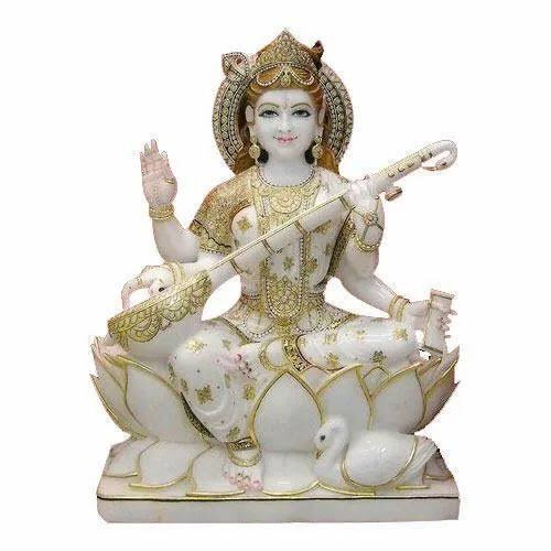 Saraswati Mata Statue - Material: Marble