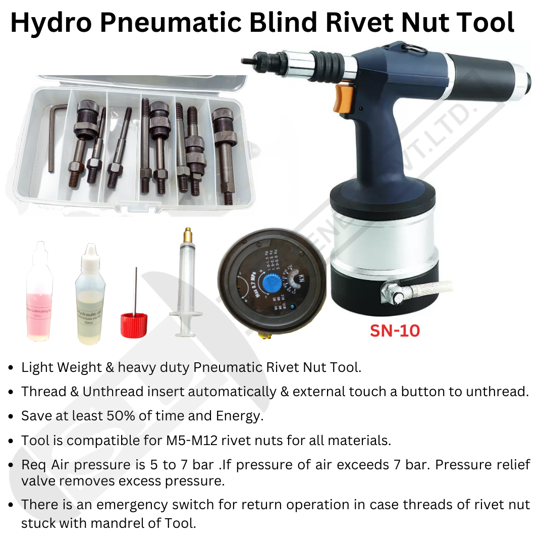 Src Sn-10 Hydro Pneumatic Insert Nut Tool - Color: Black And Blue