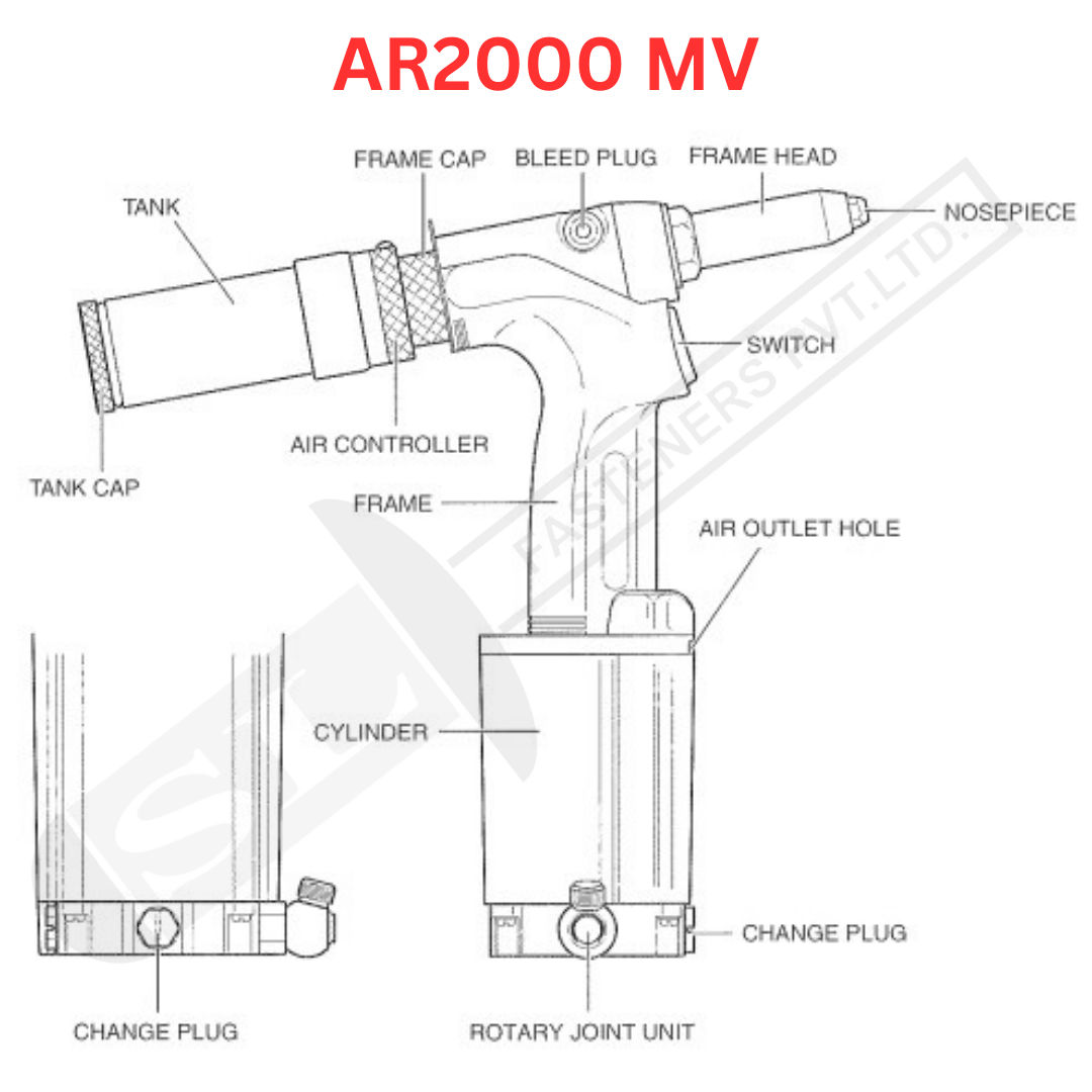 Lobster AR-2000MV - Pneumatic-Hydraulic Power Rivet Tool