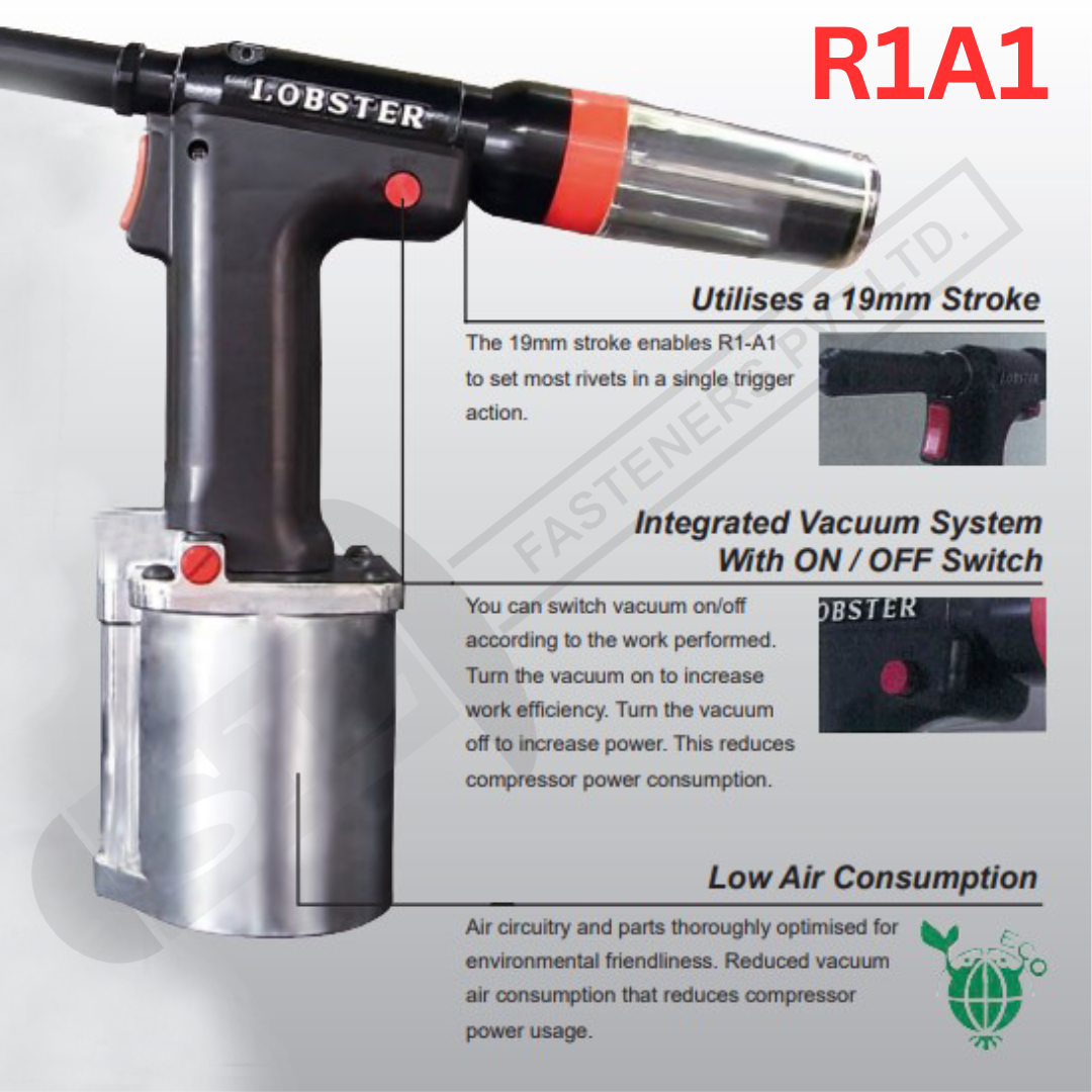 Lobster R1a1 Hydro Pneumatic Rivet Tool - Color: Black And Silver