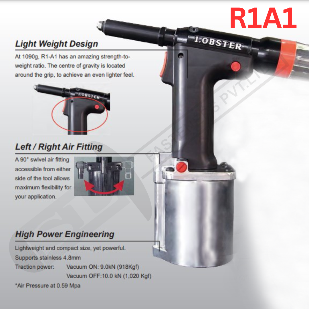 Lobster R1a1 Hydro Pneumatic Rivet Tool - Color: Black And Silver