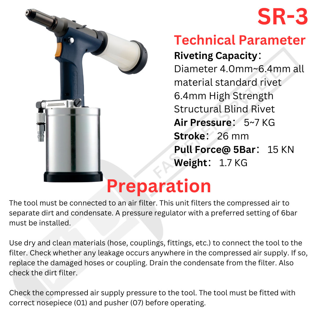 SRC SR-3 Hydro Pneumatic Blind Rivet Tool