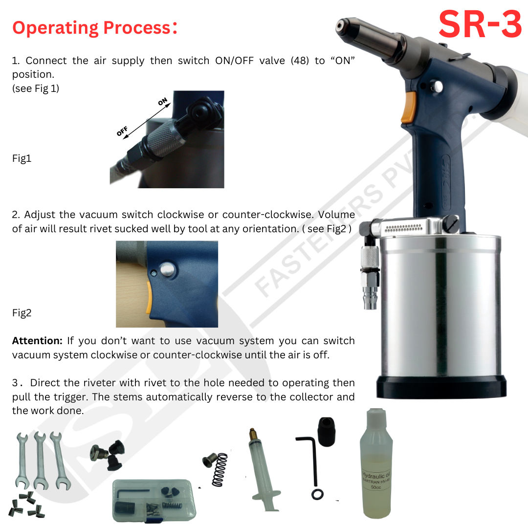 SRC SR-3 Hydro Pneumatic Blind Rivet Tool