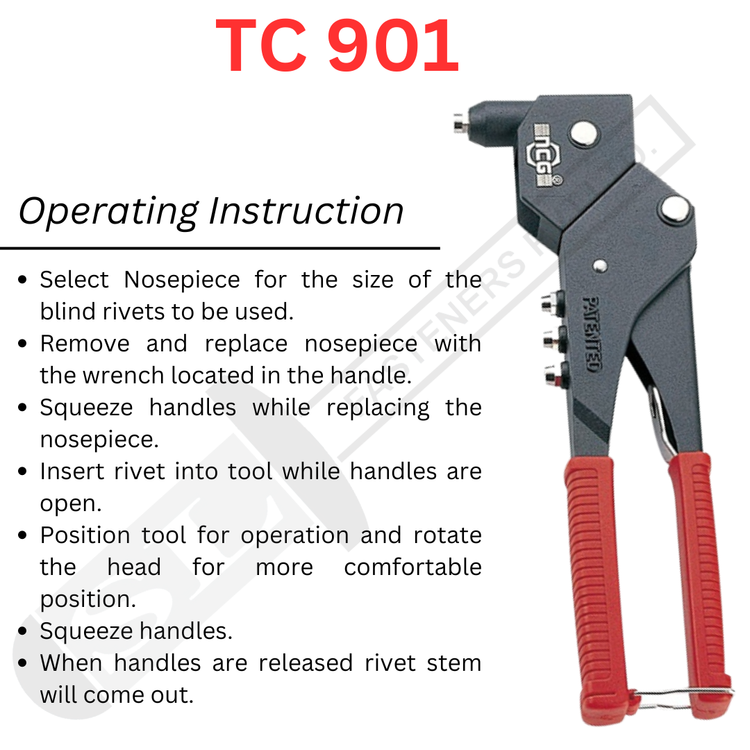 Ncg Tc-901 Hand Riveter - Color: Red And Black