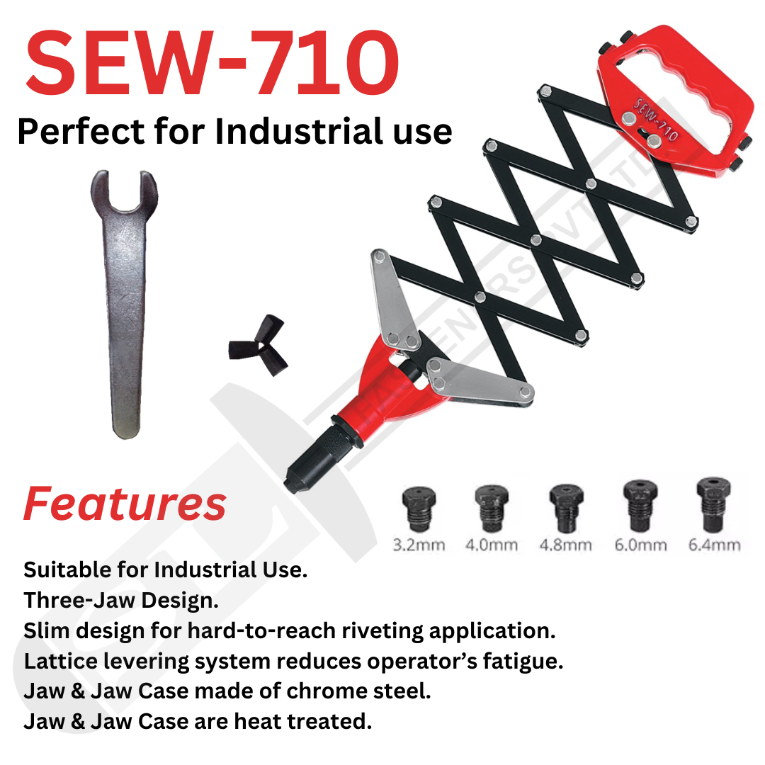 Sew-710 Lazy Tong Type Hand Riveter - Application: Industrial