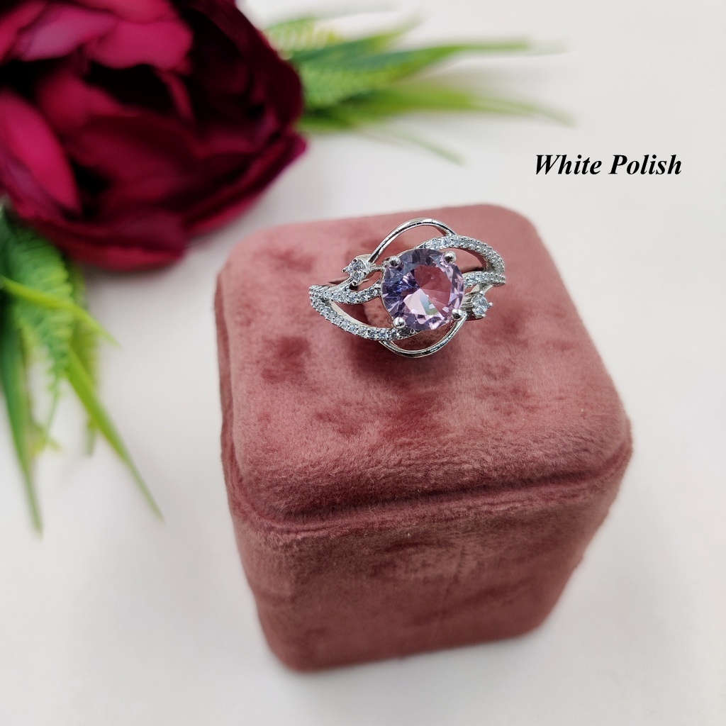 Stylish Shiny Colorstone American Diamond Ring