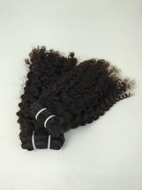 Black Indian Deep Curly Human Hair Bundles with Matching Transparent lace Frontal