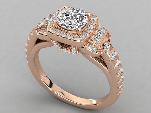 Elegant 18Kt Gold Womena  s Ring with 2ct Lab-Grown Round Diamond by SK Diam