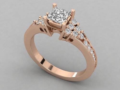 Stunning 5.50 gms 18Kt Diamond Gold Ring with 1.30ct Princess and Round Lab-Grown
