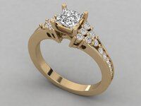 Stunning 5.50 gms 18Kt Gold Ring with 1.30ct Princess and Round Lab-Grown Diamonds by SK Diam