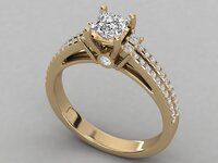 Elegant 18Kt Gold Ring with 1ct Princess & Round Lab-Grown Diamonds by SK Diam