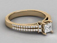 Elegant 18Kt Gold Ring with 1ct Princess & Round Lab-Grown Diamonds by SK Diam