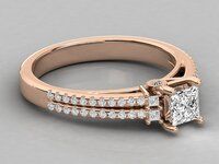 Elegant 18Kt Gold Ring with 1ct Princess & Round Lab-Grown Diamonds by SK Diam