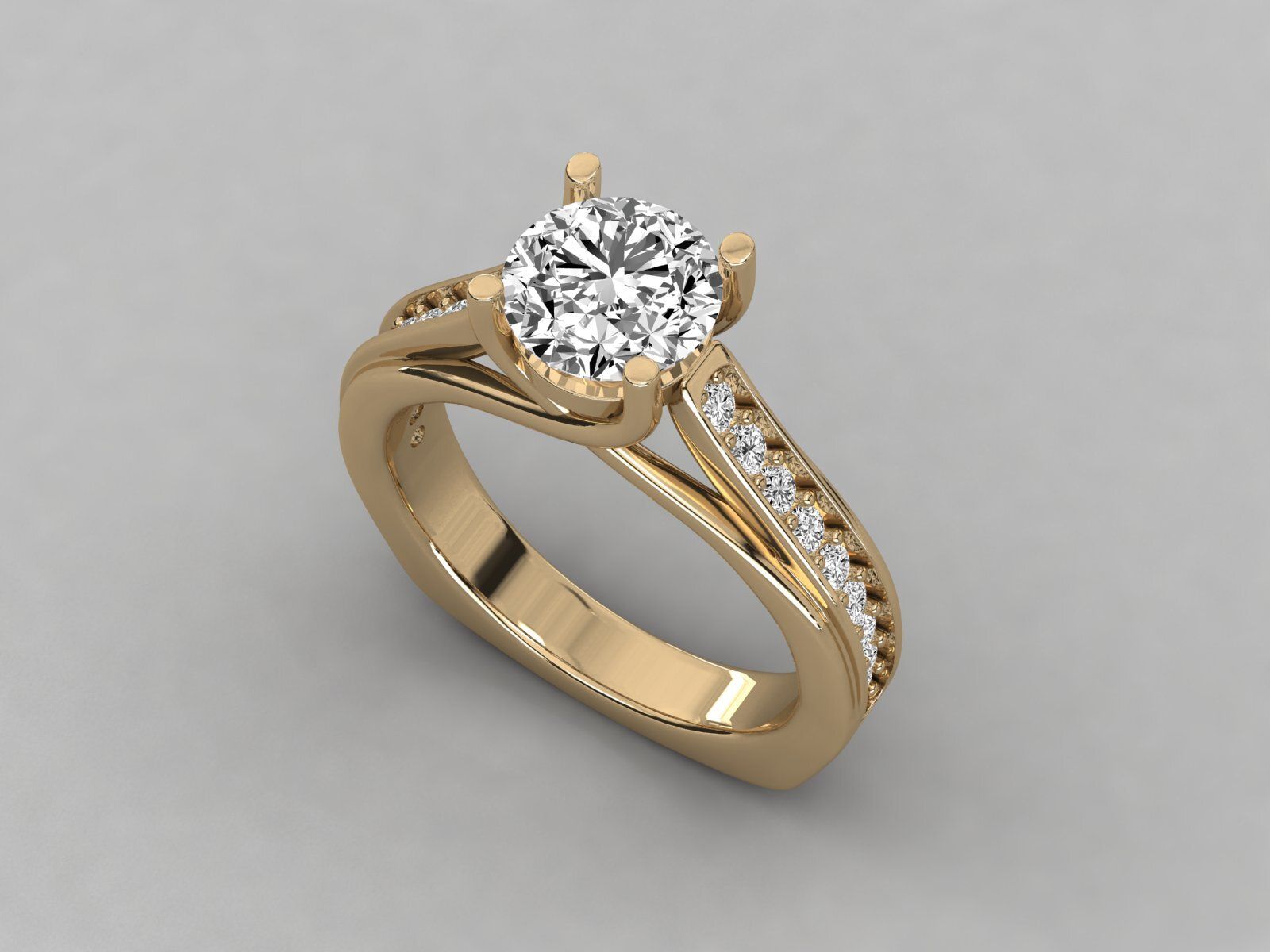 Exquisite 18Kt Gold Round Diamond Ring | SK Diam | Lab-Grown Diamond |