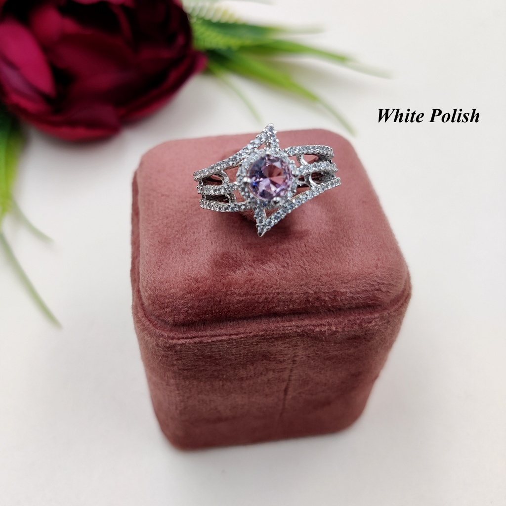 Colorful stone Shiny American Diamond Ring