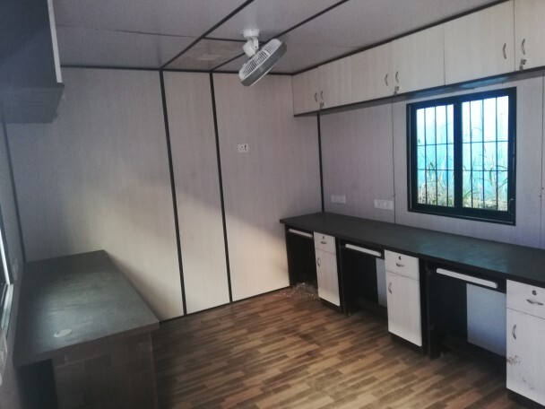 Rectangular Portable Office Cabin - Mild Steel Frame, Steel Doors and Windows, Wind Resistant, Available in Various Colors | Ideal Mobile Office Solution