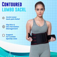 PRO Healthcare Lumbo Sacral Belt (LS Belt) Lower Back Support Belts Red & Black Buffing Elastic