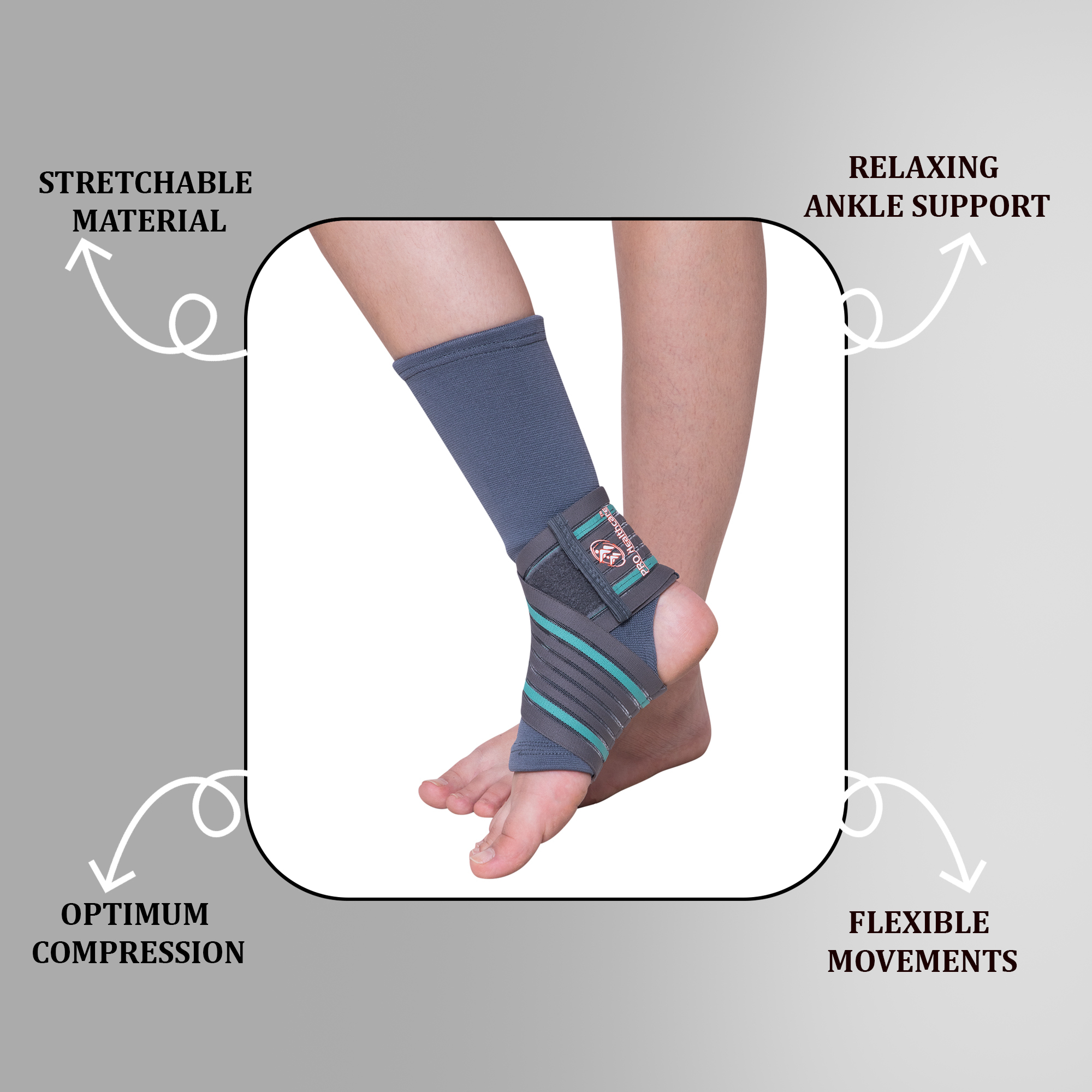 PRO Healthcare Ankle Support with Adjustable Elastic Strap for Ankle Pain Relief  Ankle Brace