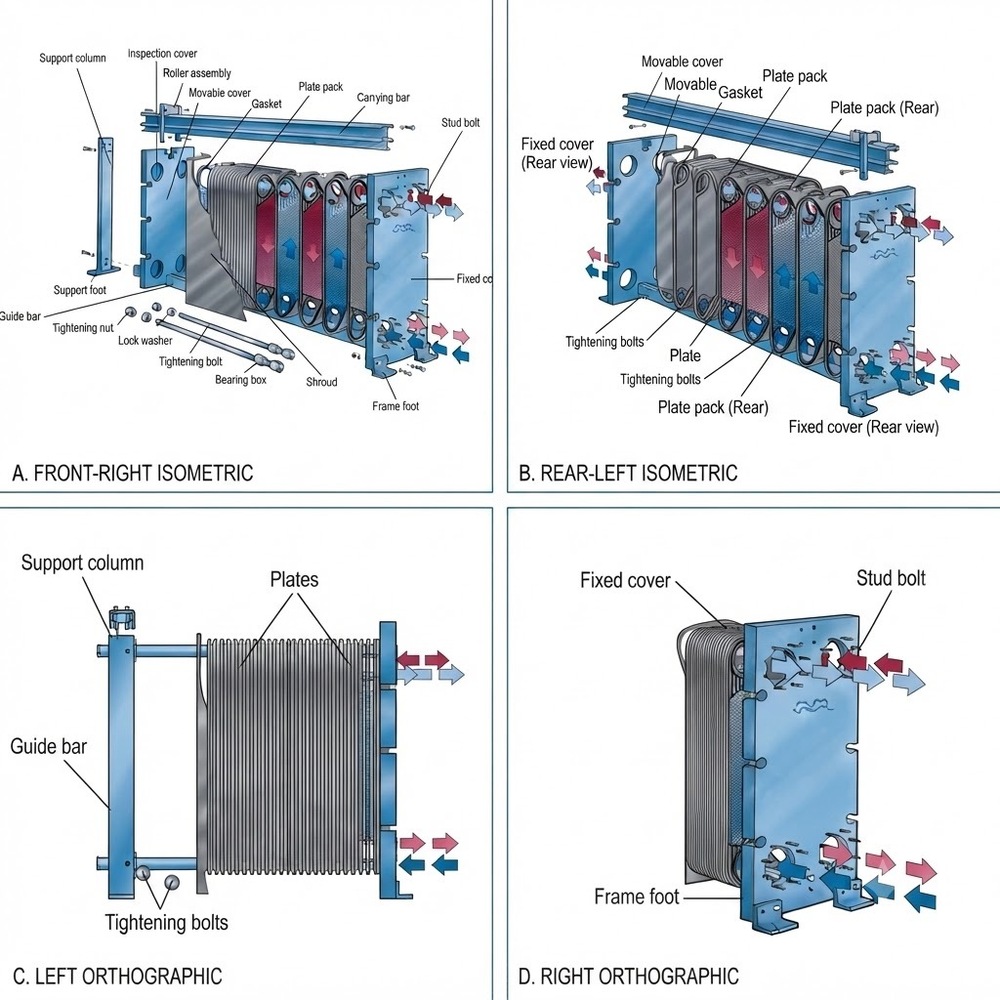 Boiler Protection Gasket Plate Heat Exchanger - Color: Silver