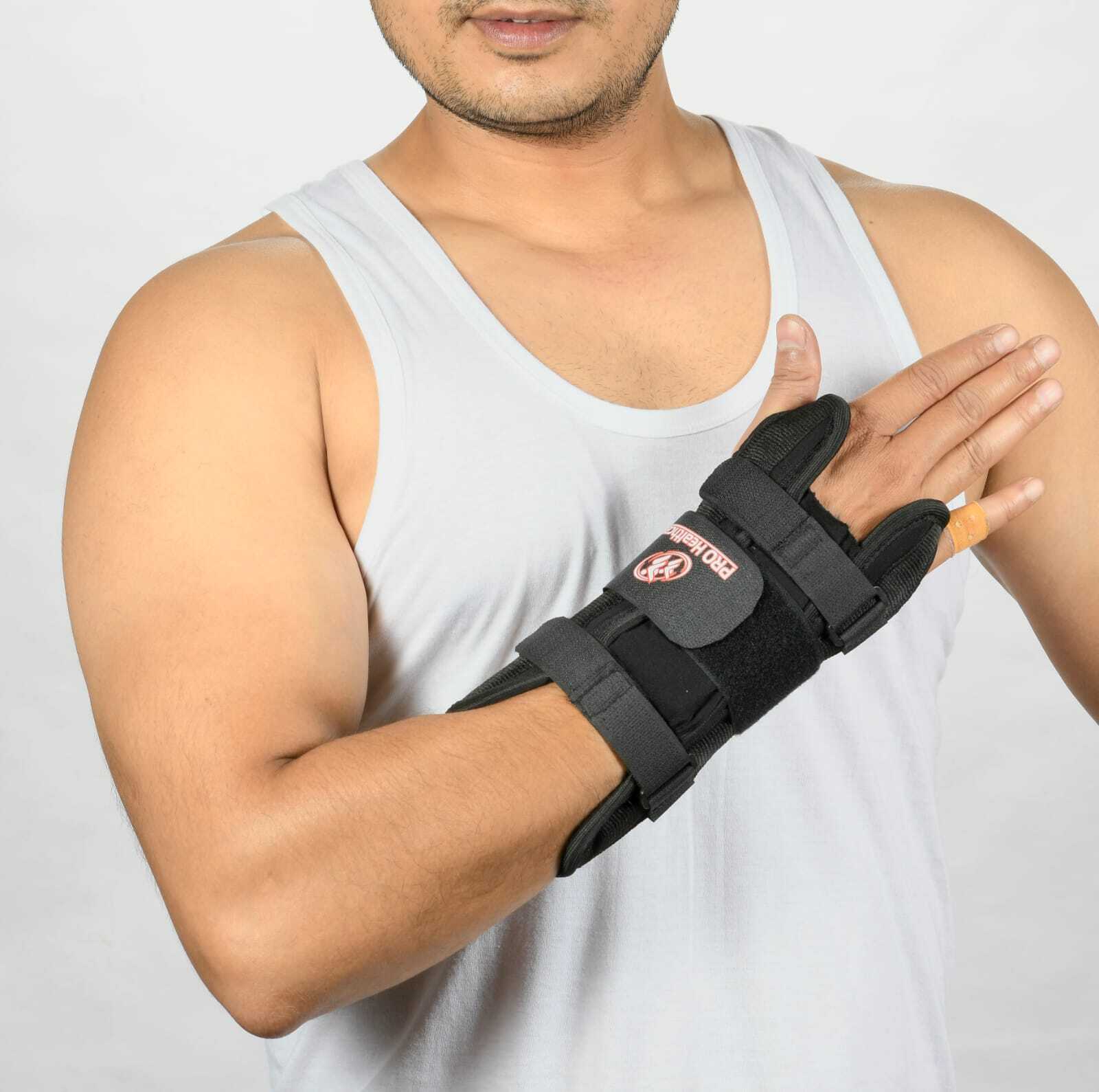 Pro Healthcare Adjustable Wrist And Forearm Splint For Pain Relief Carpal Tunnel Brace - Neoprene & Metal, Medium Size M | Portable, Suitable For Gym Use, Manual Power Source