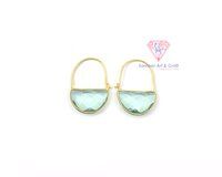 925 Sterling Silver Semi Precious Gemstone With 18K Gold Plated Handmade Hoop Earrings