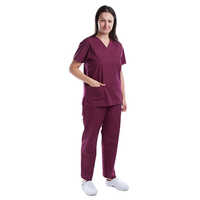 Scrub Suit - Cotton Fabric, Short Sleeve Design , Female-specific With Two Waist Pockets For Healthcare Professionals