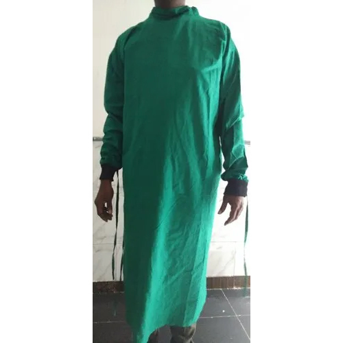 Surgical OT Gown - Cotton Fabric, L/XL Size, Green Color | Unisex Design, Long Sleeve Style for Enhanced Comfort and Coverage