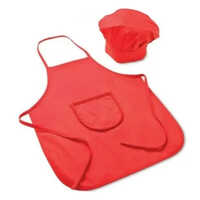 Kitchen Apron And Cap - High-Quality Cotton, Unisex Design , Plain Red Pattern for Stylish Cooking