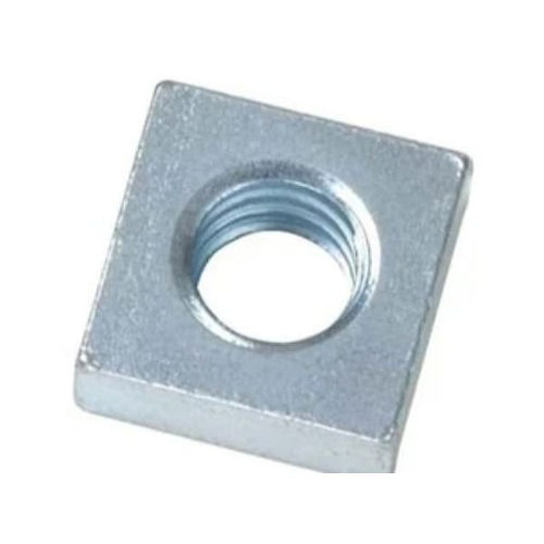 Square Nut - Mild Steel, Standard Size | Polished Silver Finish for Industrial Applications