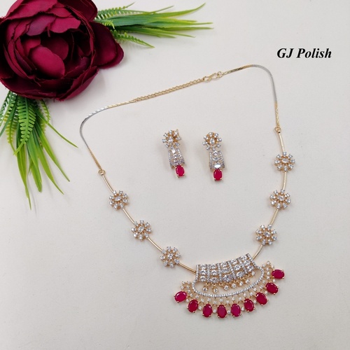 Classic Allure Floral Design American Diamond Necklace Set