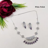 Classic Allure Floral Design American Diamond Necklace Set